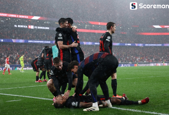 바르셀로나, 벤피카에 5-4 역전승… UCL 2위